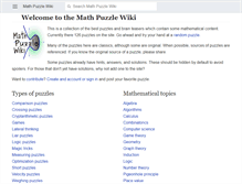 Tablet Screenshot of mathpuzzlewiki.com